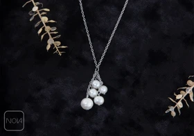 گردنبند استیل مروارید خوشه‌ای