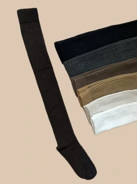 جوراب ساق بلند بالا زانو زنانه طرح کبریتی برجسته