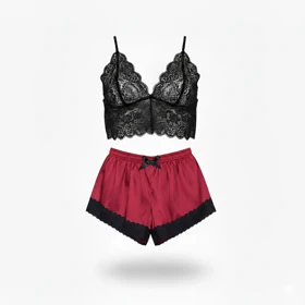 ست نیم‌تنه گیپور و شلوارک مدل 119