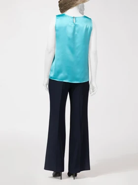 تاپ زنانه ساتن یقه گرد آستین حلقه‌ای 60102