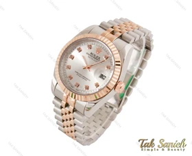 ساعت مردانه رولکس دیت جاست رزگلد سیلور Rolex-3635-G