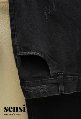 شلوار جین مام فیت پشت کش کد1000495