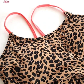 مایو زنانه رنگ قهوه ای مدل پشت بندی پلنگی پددار فیتن فرخ زادی کد 5289-217-2