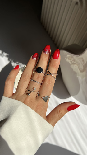 انگشترپکی مثلث و مروارید ring pack