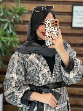 پالتو طرحدار سرآستین چرم
