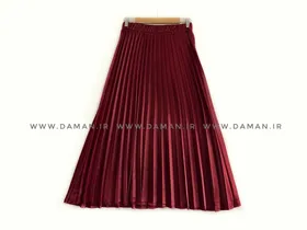 دامن پلیسه ساتن زرشکی قد 85 کد (255)