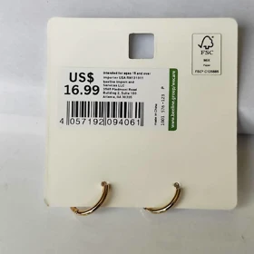 گوشواره حلقهای کوچک (Huggie Hoop) نگینهای باگت طلایی