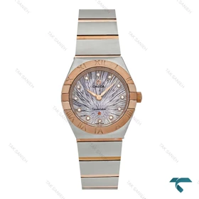 امگا زنانه کانسلیشن دورنگ رزگلد صفحه طرحدار یاسی Omega-7640-L