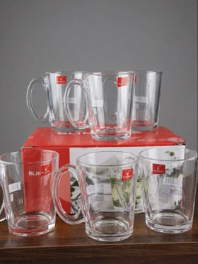 لیوان 6 عددی چای خوری دسته دار ساده