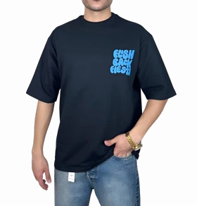 تیشرت آستین کوتاه مردانه مشکی با چاپ پفکی