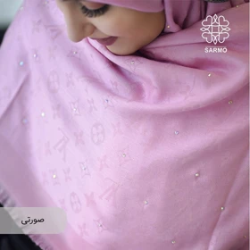 روسری نخ کشمیر آلیس نگین‌دار (صورتی)