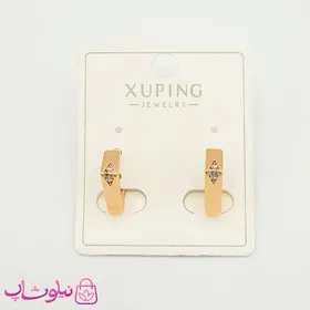 گوشواره دخترانه ژوپینگ مدل چند ضلعی نگین‌دار