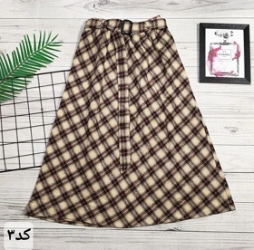 دامن چهارخونه پشمی قد 75 کد 50129 (کد 3)