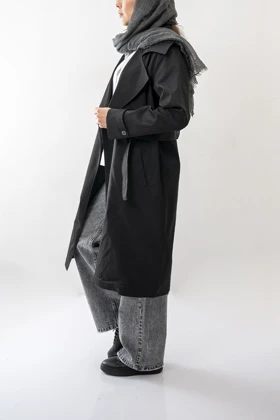 بارانی بلند کمربند دار زنانه