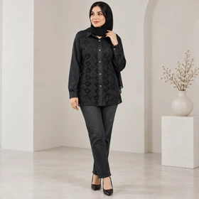 شومیز گیپور تمنا مشکی
