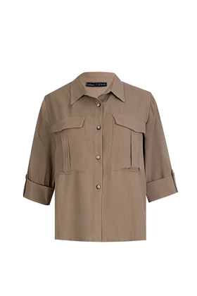 شومیز شانتون دو جیب - 3156 (نسکافه ای)