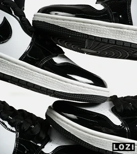 کتانی ساق‌دار زنانه و مردانه سفید مشکی ورنی Nike air jordan 1