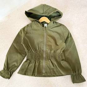 کت کتان کلاهدار دخترانه کمرکش