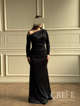 ماکسی مخمل نگینی سرشانه کار شده