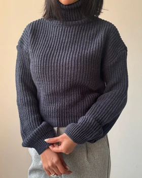 کراپ بافت یقه اسکی  کد 1500151 (سرمه ای)