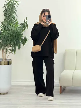 ست بافت و شلوار جیب‌دار ساغر