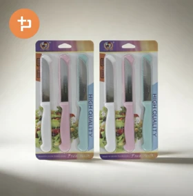 کارد اره ای 6 عددی دسته رنگی