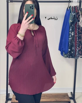 شومیز یقه بندی جلو پلیسه ساده