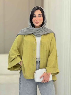 مانتو پانچ آستین پاکتی تک جیب