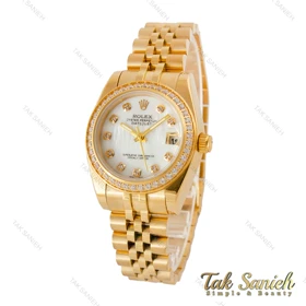 ساعت رولکس زنانه مدل دیت جاست طلایی دورنگین Rolex-4343-L