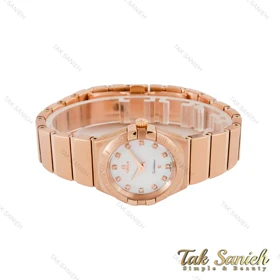 ساعت امگا کانسلیشن زنانه رزگلد صفحه سفید ایندکس نگین Omega-4471-L