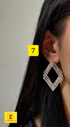 گوشواره بلند جواهری نگینی زنانه