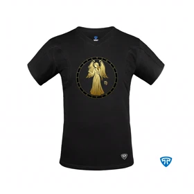 تیشرت نانو آنتی باکتریال ضدتعریق مردانه یقه هفت بسته مشکی نماد متولدین شهریور ماه