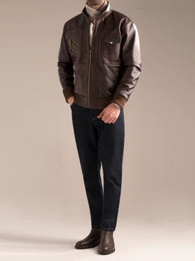 کاپشن چرم طبیعی کارلوتی کد j200