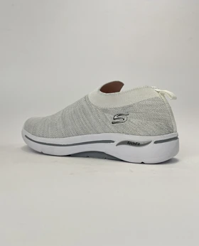 کفش راحتی اسکچرز جورابی بدون بند طوسی روشن