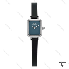 ساعت مینی مستطیلی DW سیلور صفحه سرمه ای مهندسی چرمی DW-10707-L