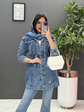 مانتو جین کمرکش چاک‌دار