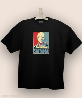 تیشرت لش مردانه و زنانه طرح وان پانچ من شخصیت سایتاما کد 901