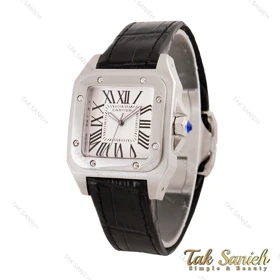 ساعت کارتیه Santos 100 زنانه سیلور مشکی صفحه سفید Cartier-5593-L