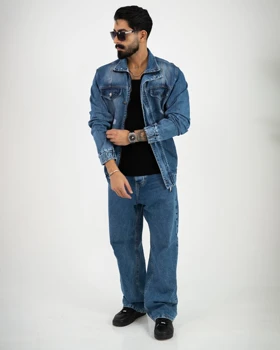 کت جین مردانه باکسی زیپ‌دار_کد4632
