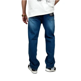 شلوار جین نیم‌بگ مردانه آبی میان‌شور زاپ‌دار (آنزیم‌شور)