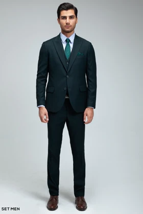 کت و شلوار مردانه سه تکه یقه بلیزر دو دکمه دو چاک