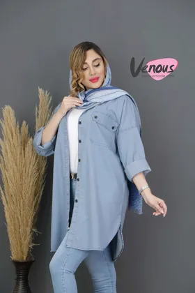 مانتو جین رنگی جلودکمه