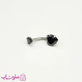 پیرسینگ ناف با نگین قلبی مشکی کد 698