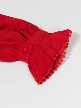 شومیز زنانه کرپ حریر مجلسی یقه مردانه نوار دوزی شده کلاسیک جیران