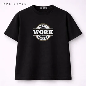 تیشرت باکسی صد درصد پنبه طرح WORK | فیت آزاد با کیفیت پریمیوم | کد 1413