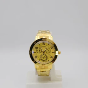 ساعت مچی مردانه نانسی Nanxi با موتور کوارتز و سبک 3موتوره (بند طلایی با صفحه طلایی)