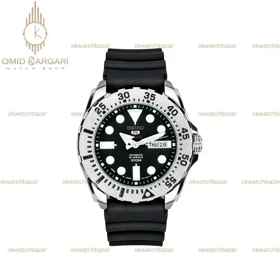 سیکو 5 بند رابرمشکی ایندکس سفید اتوماتیک Seiko 5 SRP599J1
