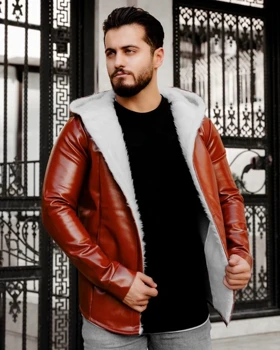 هودی چرمی لبه خز