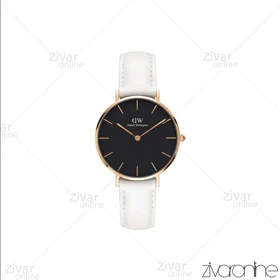 ساعت دنیل ولینگتون زنانه قاب رزگلد صفحه مشکی بند چرمی مدیوم 104912