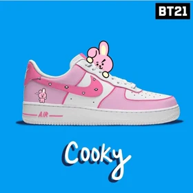 کفش کتانی زنانه و مردانه ایرفورس کاستوم | کتانی bts طرح cooky کد 257073